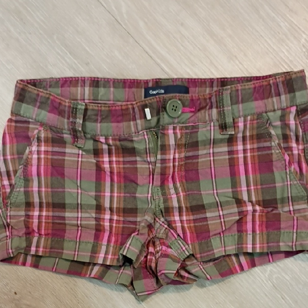 GAP Kids Plaid Pink and Green Shorts